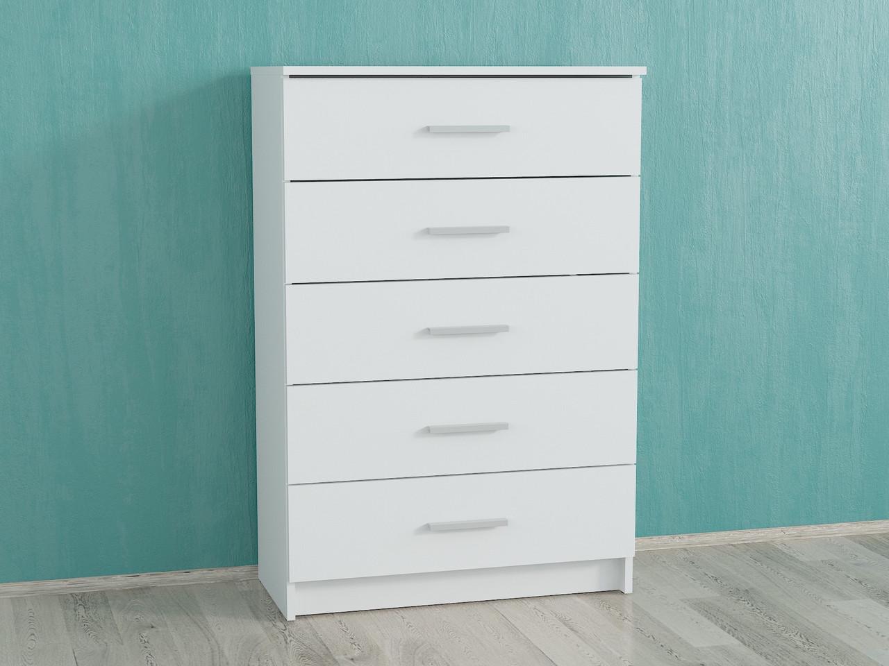 Комод на 5 ящиков K-08 710x350x1060 мм Белый - фото 3