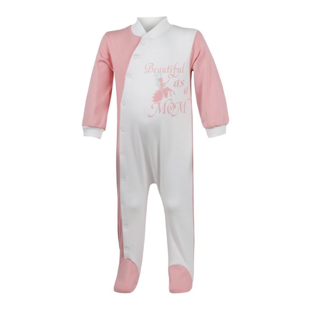 Комбинезон детский хлопковый для девочки Gabbi Красивая как мама 74 см Коралловый (10897)