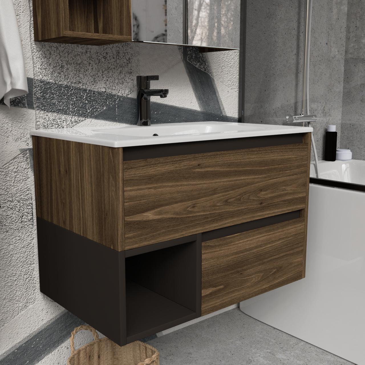 Тумба підвісна з раковиною MVK Vostok Craft 70 В2 700х450х530 мм Дуб Бурбон (c270br) - фото 2