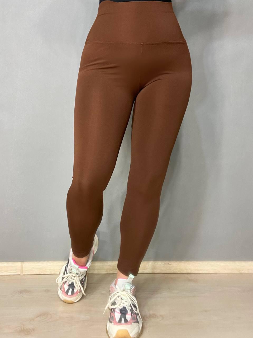 Лосины женские Oysho 101 NanoFit с широким поясом тонкие 2XL Коричневый (4048)