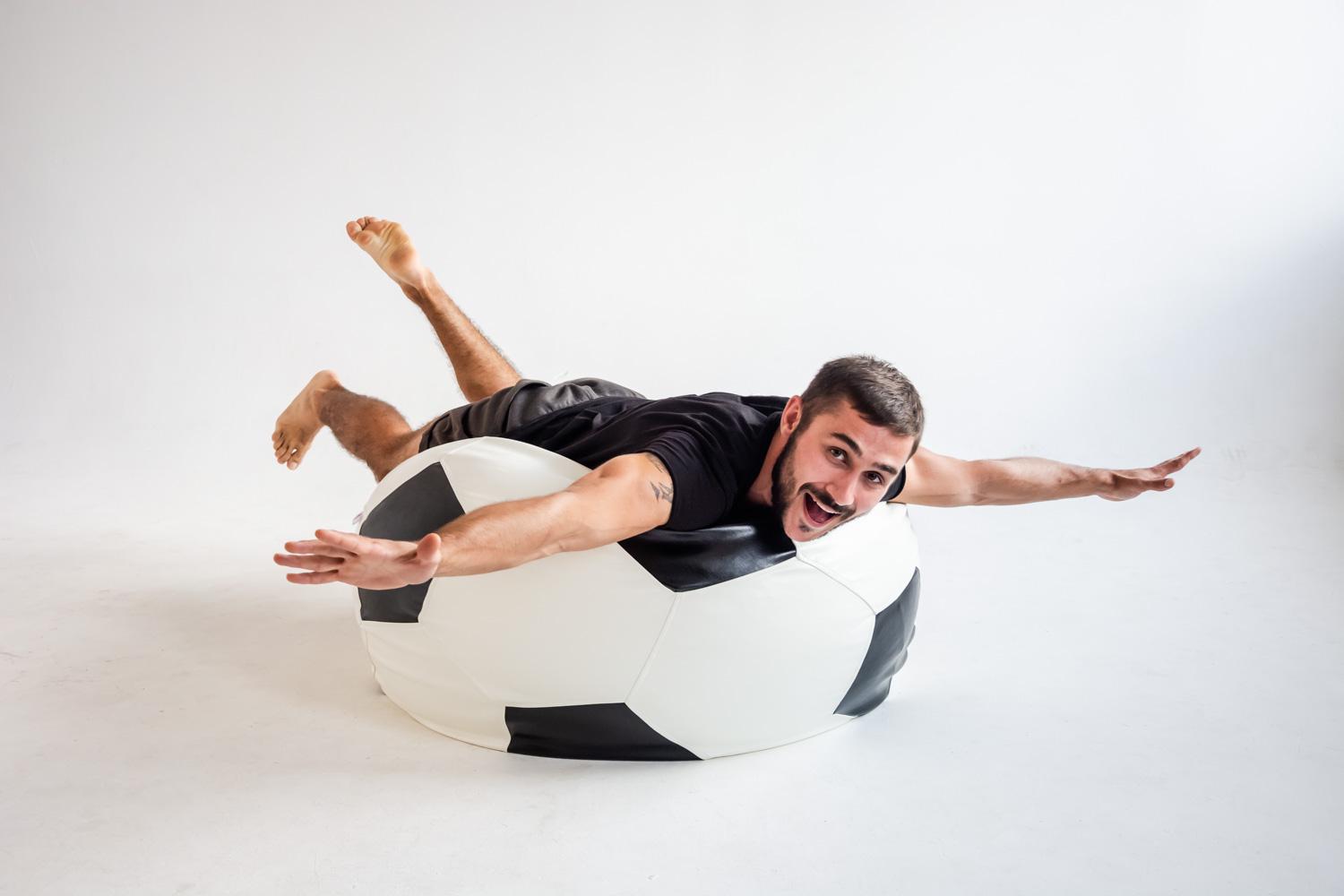 Крісло-мішок М'яч Оксфорд 70х70 см Білий із чорним (23380745) - фото 5