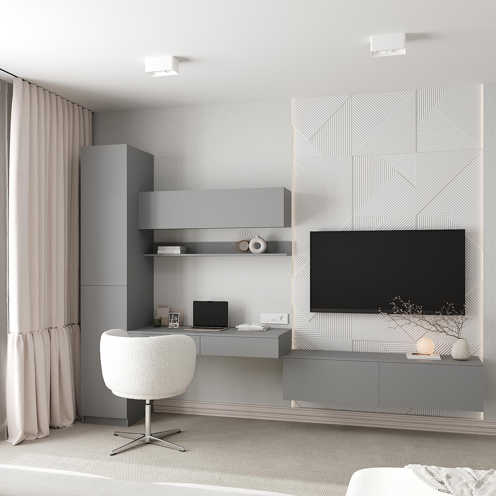 Комплект мебели Эйр пенал/стол подвесной/полка/тумба Антрацит (28523452)