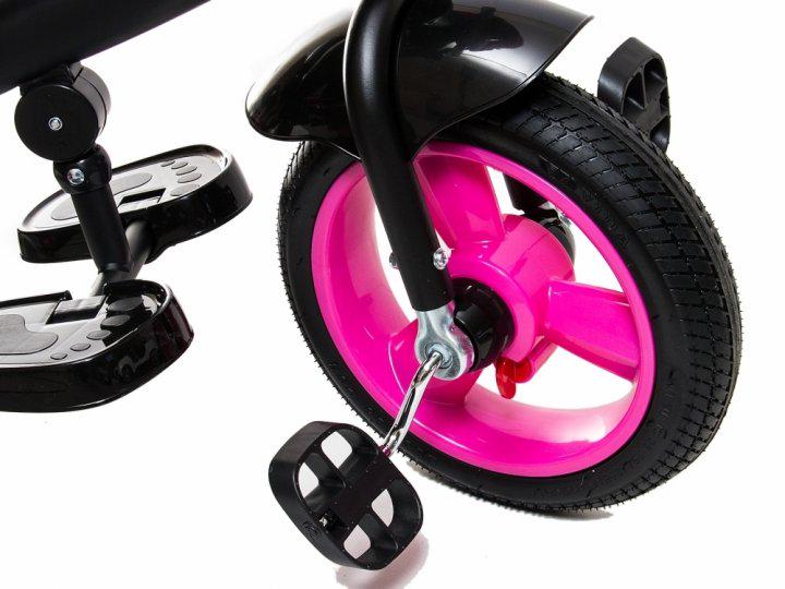 Детский велосипед-коляска трехколесный Neo 4 Air надувные колеса с фарой Розовый - фото 4