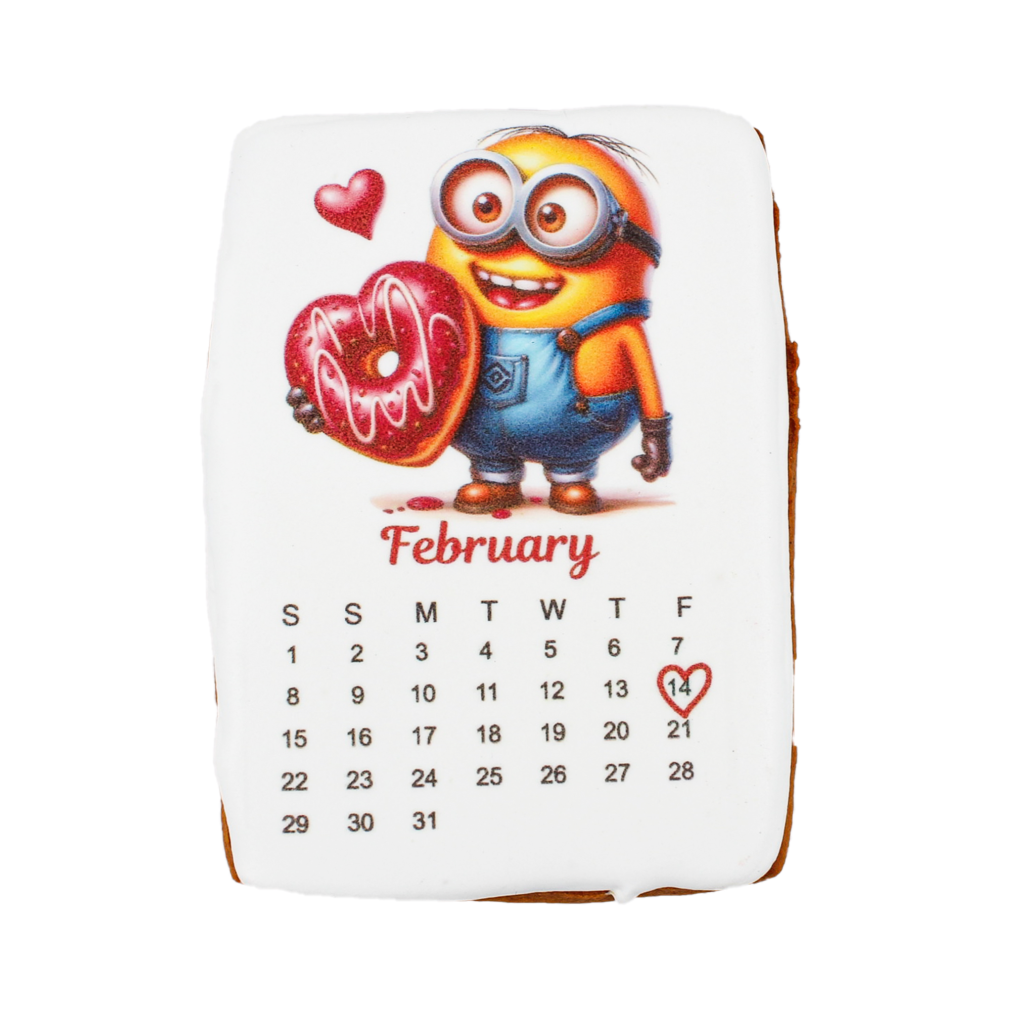 Пряник с принтом Крафт Пряник День святого Валентина Открытка Календарь "14 февраля" 85г