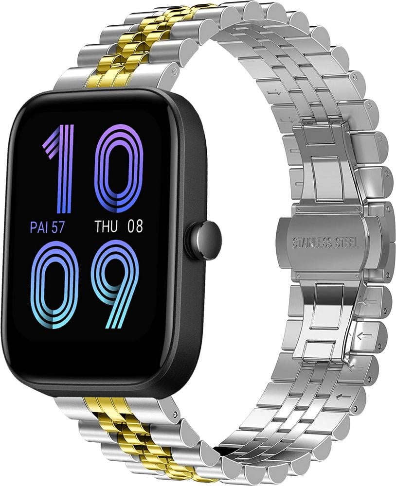 Браслет металлический Stech Line для Amazfit Bip 3 Silver/Gold (28059-67)
