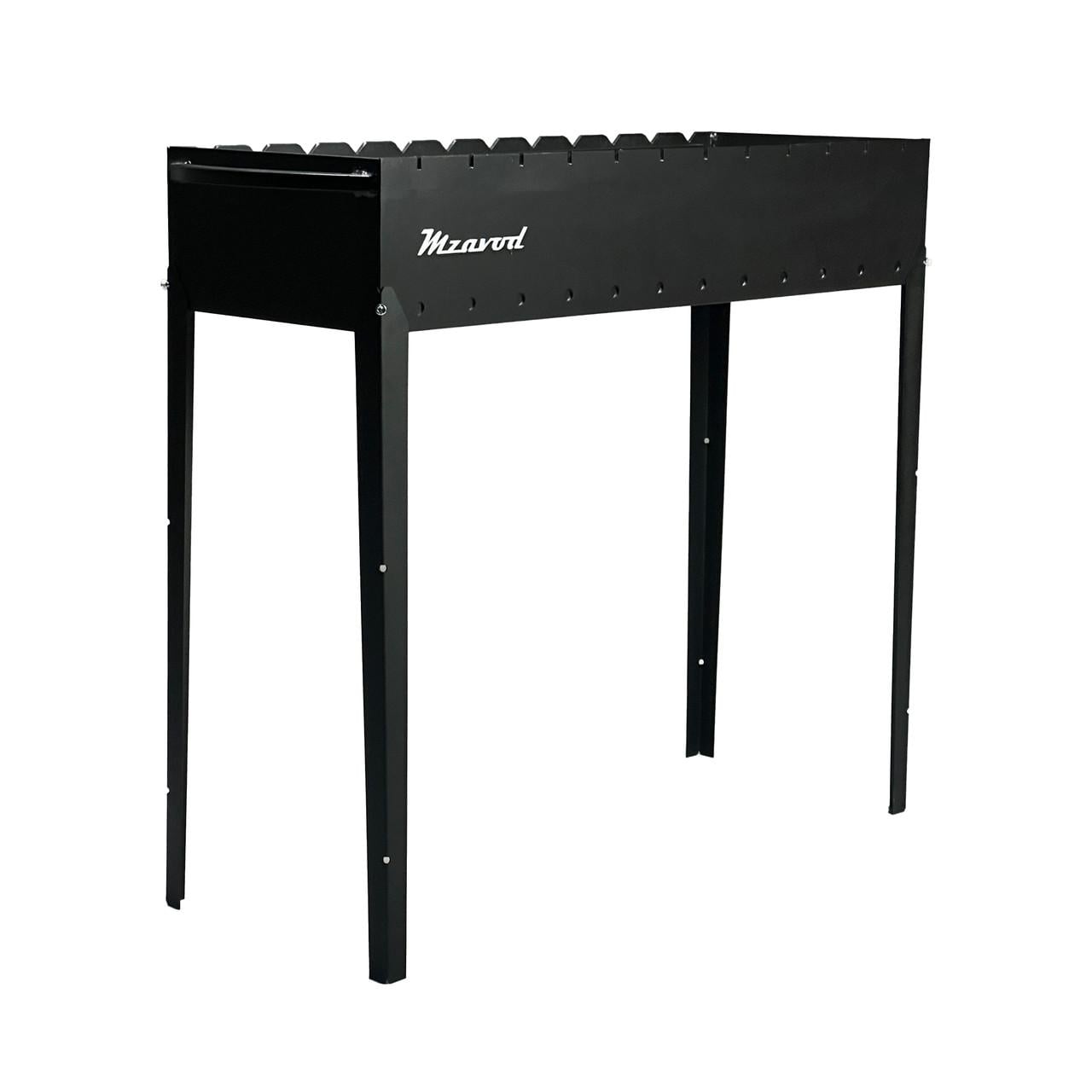 Мангал разборный Mzavod Эней со съемными ножками металлический для шашлыка на 12 шампуров 3 мм Черный (127-17-1020720100001)
