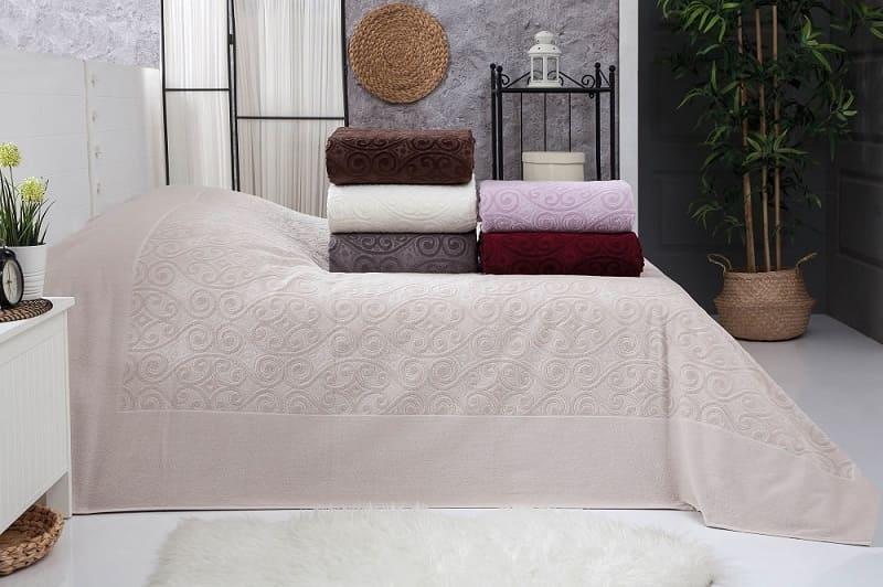 Простыня велюровая BELIZZA Hanzade Bej 200х220 см