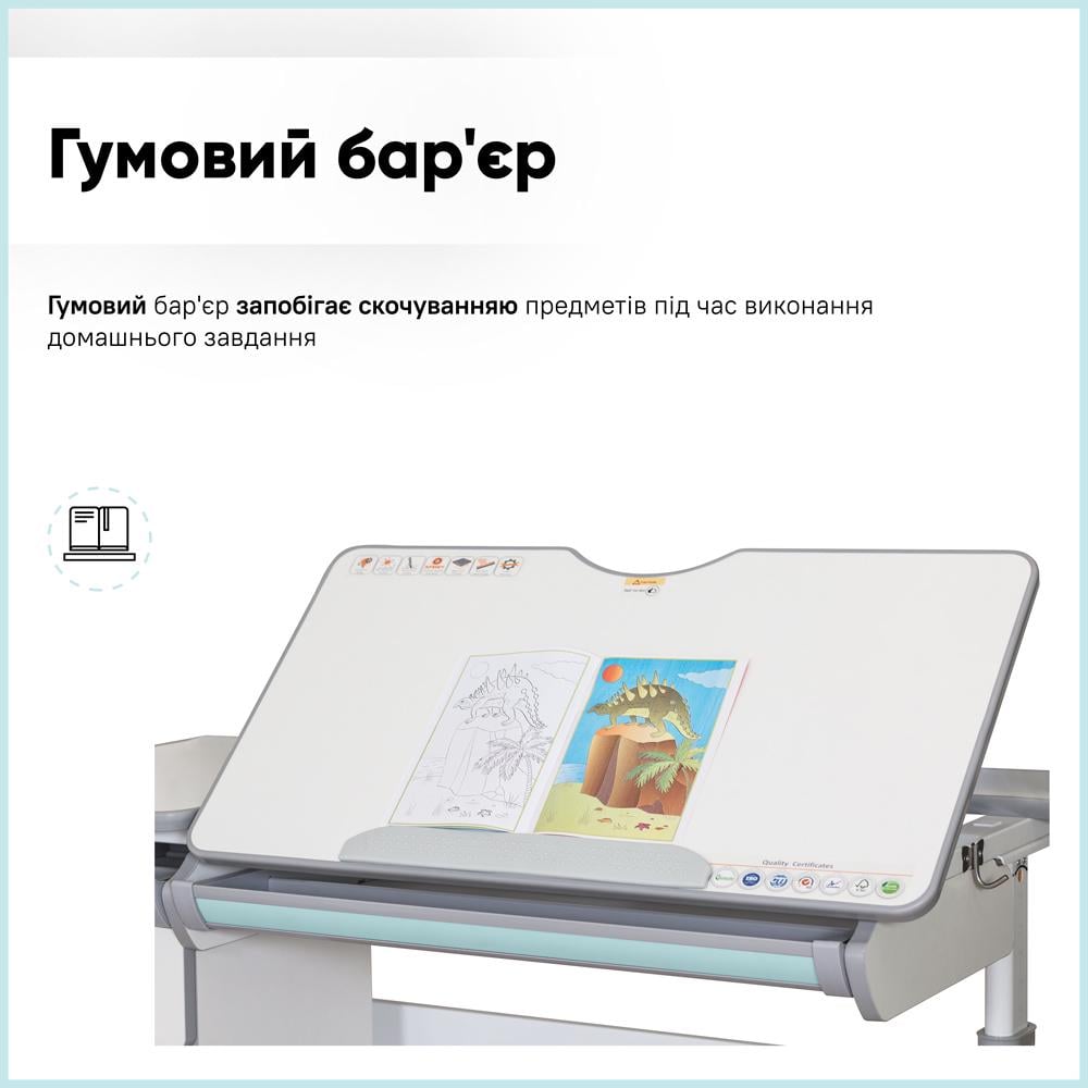 Парта-трансформер школьная Mealux Hamilton Multicolor Lite Белый/Голубой (BD-680 W/G MC+BL Lite) - фото 7