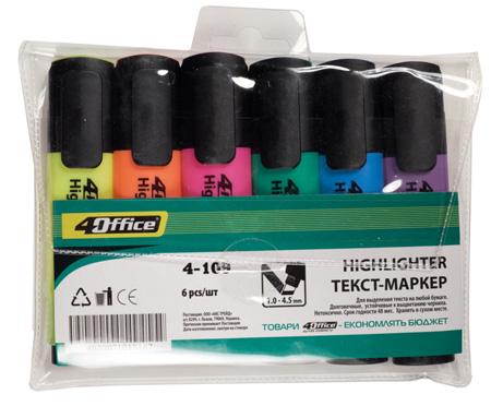 Набір текстових маркерів 4Office 1-5 мм 6 шт. (01100320)