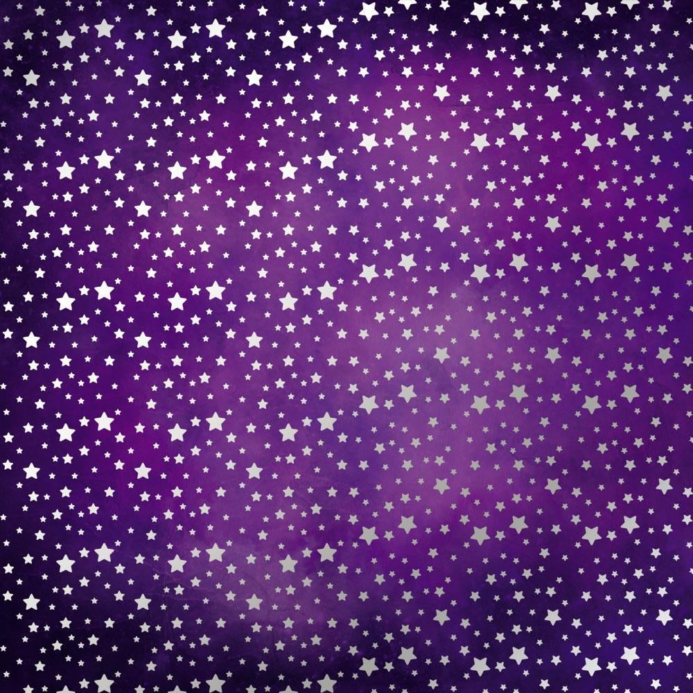 Лист паперу односторонній Silver stars із срібним тисненням 30,5х30,5 см Violet/Aquarelle