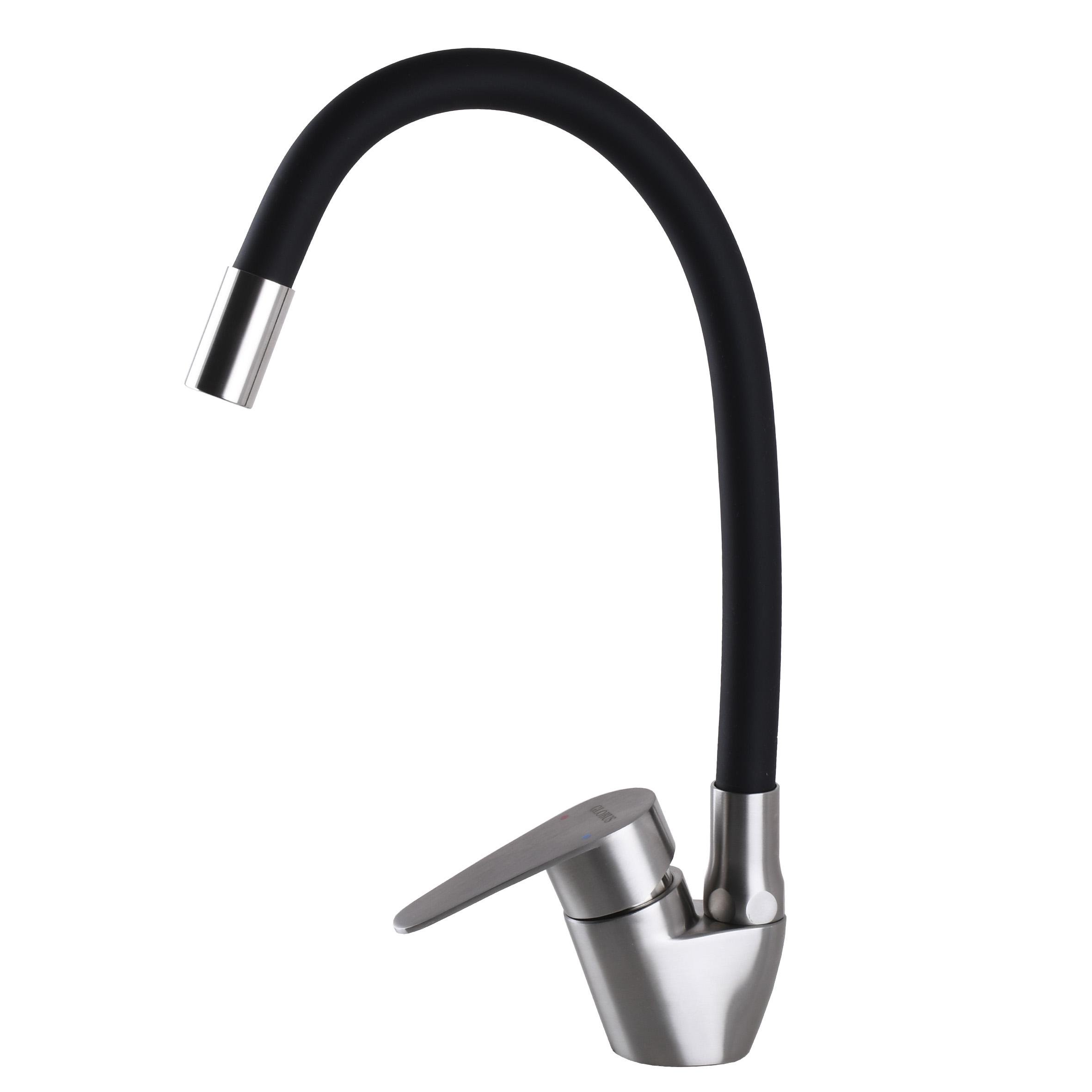 Смеситель для кухни с гибким изливом Globus Lux MAIN SM-203SB Сатин/Черный (23002)