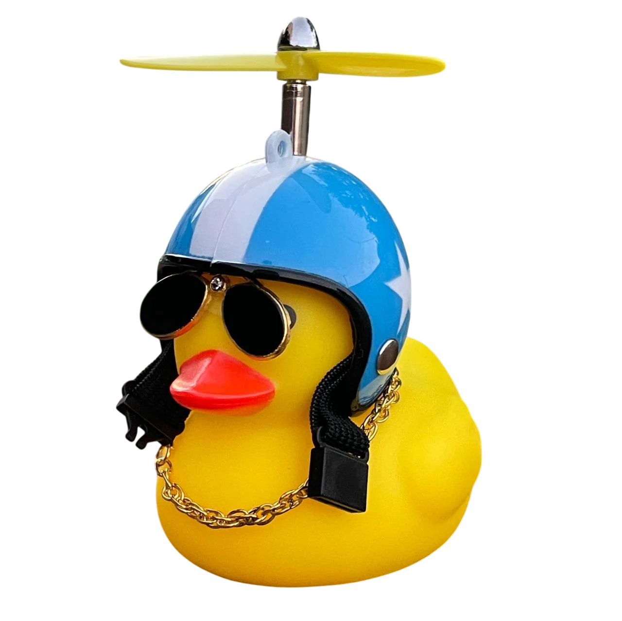 Утка на панель в авто с крутящимся в очках пропеллером