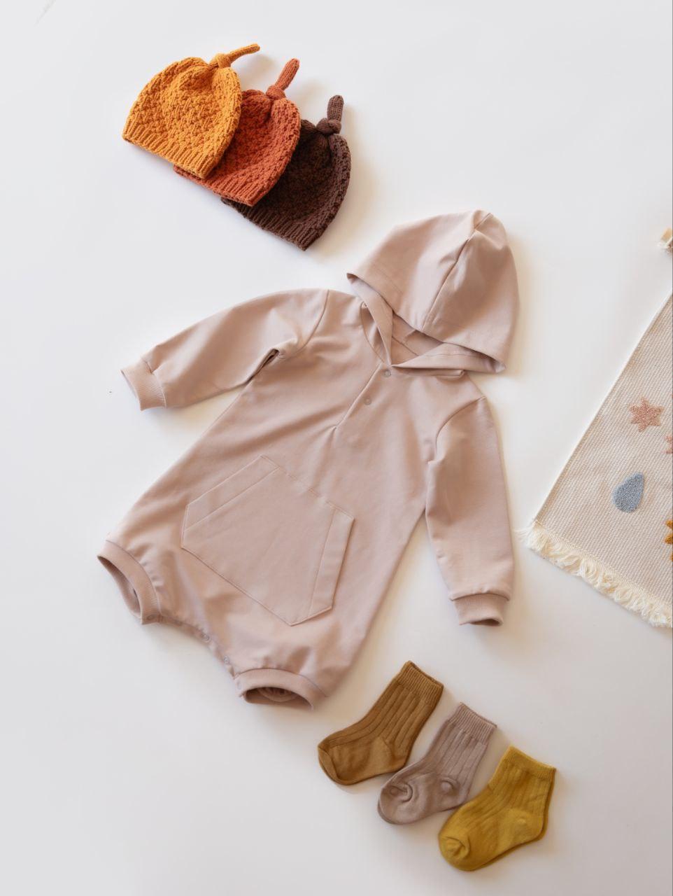 Боди-свитшот для малыша с капюшоном и карманом 80 см Лате (2686532234)