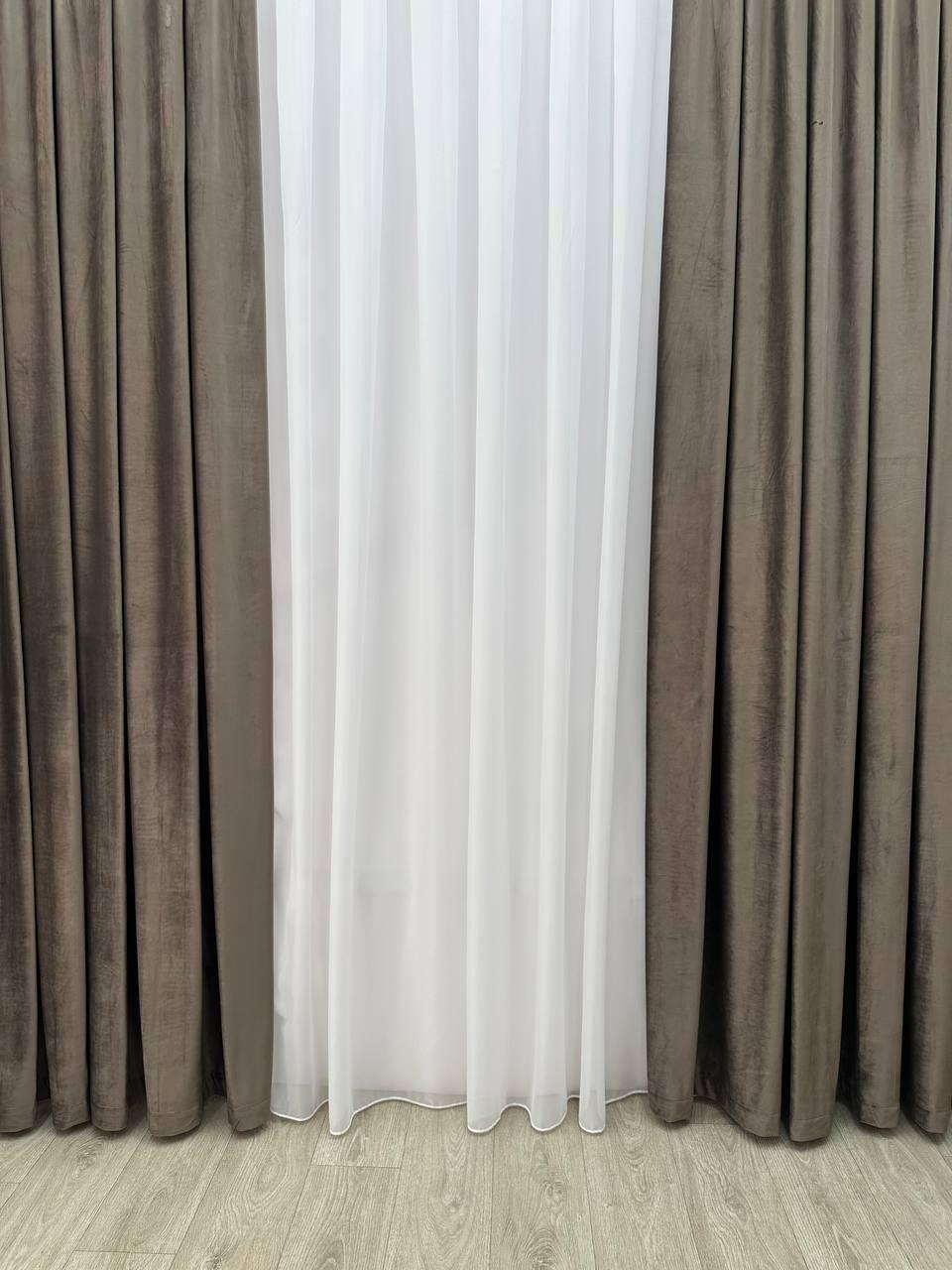 Штора бархатная на тесьме 6 см 250x270 см Серо-коричневый (6319-N79-Т43) - фото 6 Штора бархатная на тесьме 6 см 250x270 см Серо-коричневый (6319-N79-Т43) - фото 6