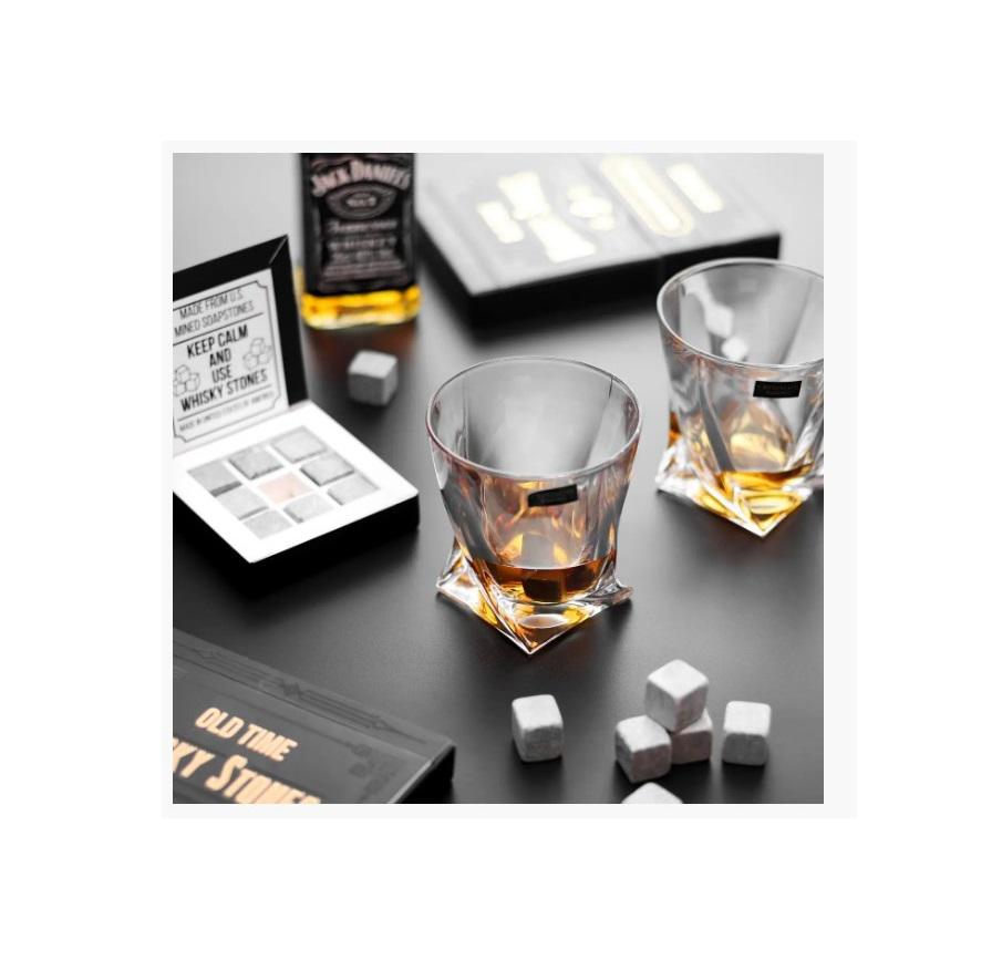 Подарочный набор для алкоголя камни для виски Whiskey Stones 16 шт. и 2 хрустальных стакана Bohemia Quadro - фото 2 Подарочный набор для алкоголя камни для виски Whiskey Stones 16 шт. и 2 хрустальных стакана Bohemia Quadro - фото 2