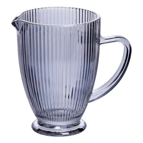 Кувшин для напитков фигурный прозрачный ребристый из толстого стекла 1,2 л Серый Кувшин для напитков фигурный прозрачный ребристый из толстого стекла 1,2 л Серый