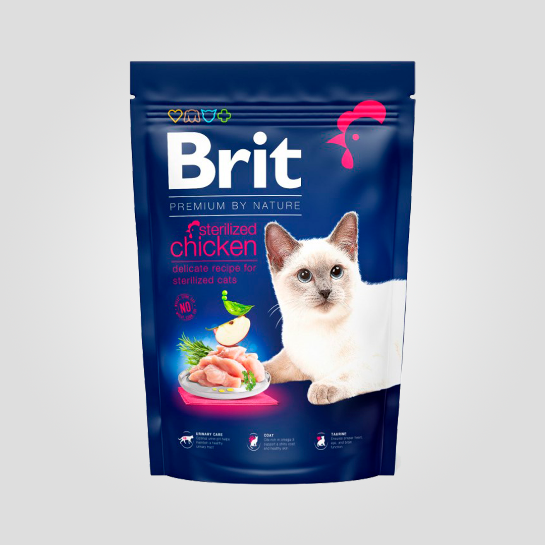 Корм сухой Brit Premium Cat by Nature Sterilised для стерилизованных котов с курицей 1,5 кг (20504518)