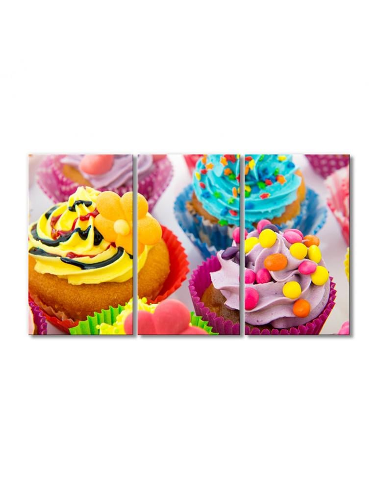 Картина модульная Праздничные кексы 3 модуля 60x90 см