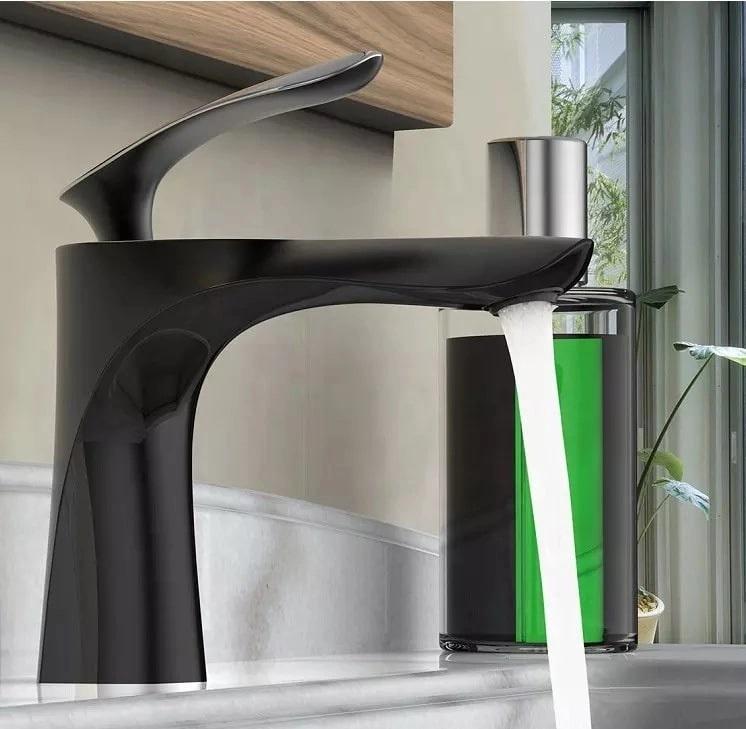 Змішувач для раковини WanFan дизайнерський одноважільний матовий Чорний - фото 2 Змішувач для раковини WanFan дизайнерський одноважільний матовий Чорний - фото 2