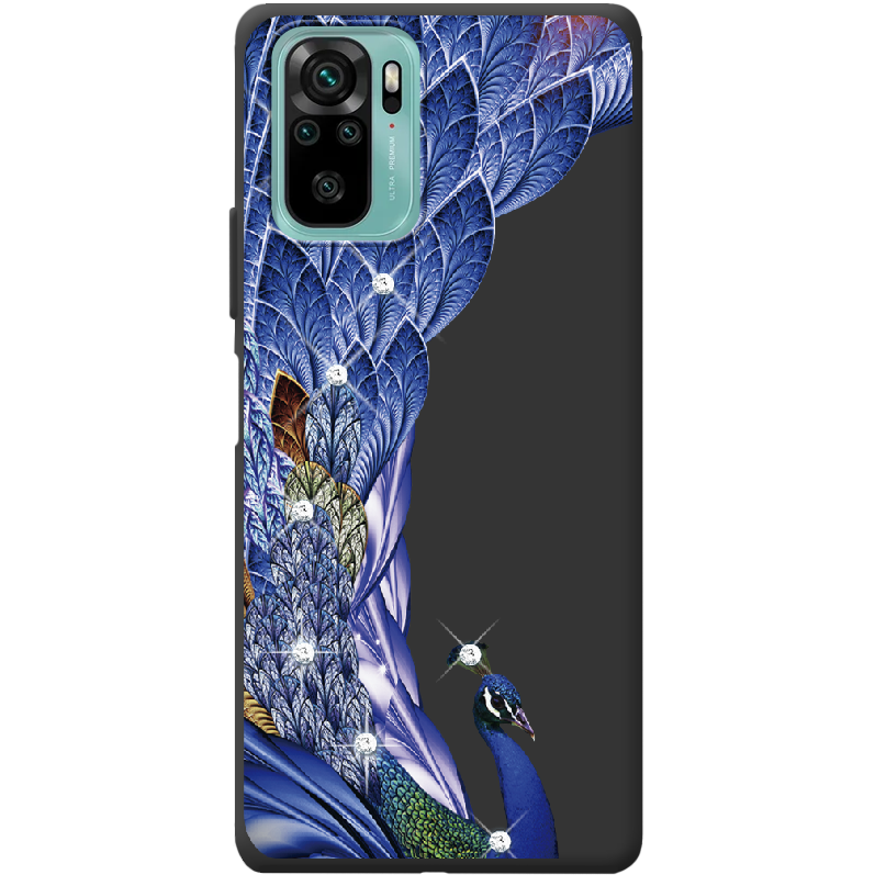 Чохол BoxFace Xiaomi Redmi Note 10 Павич зі стразами Чорний силікон (42029-rs7-42362)
