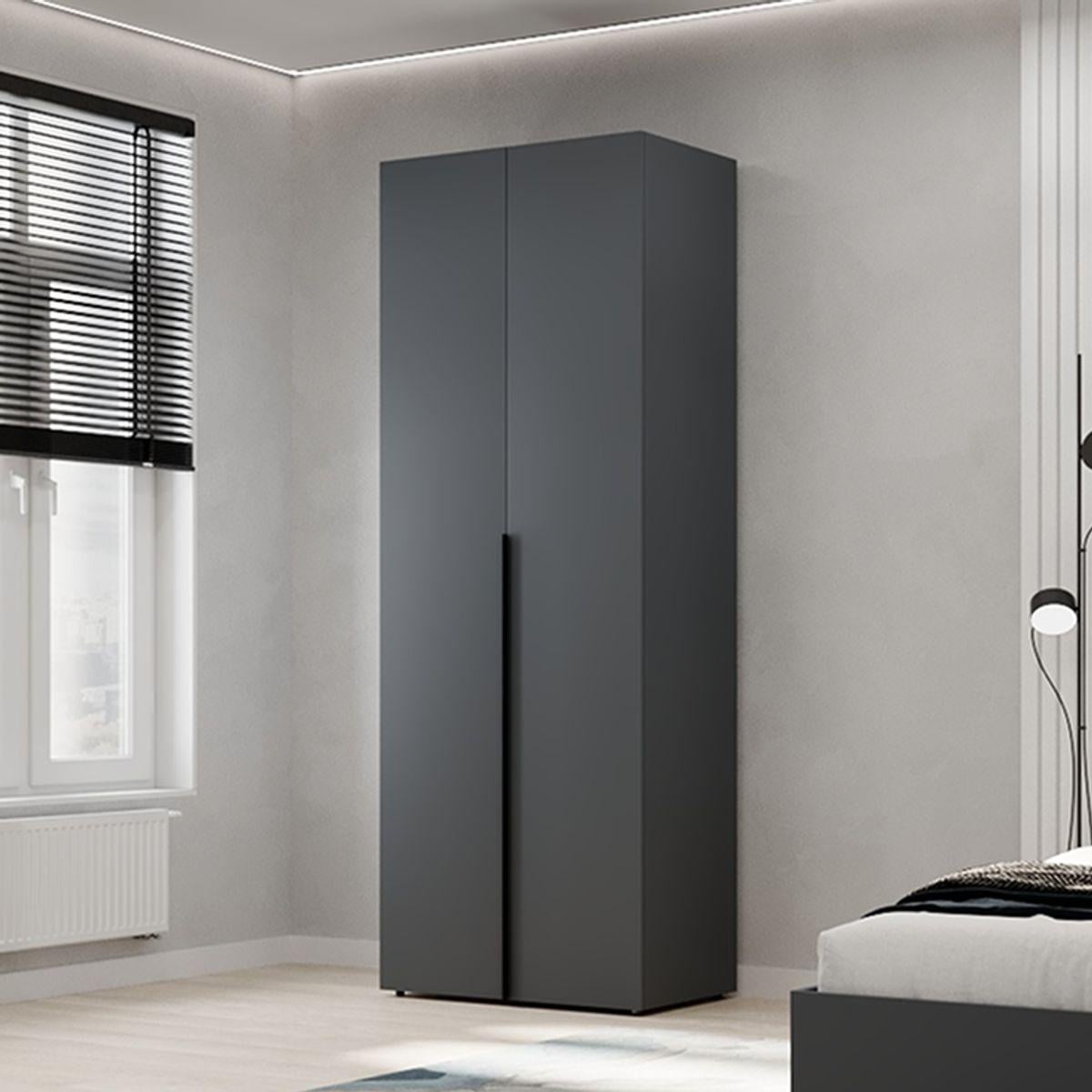 Шкаф двухдверный AiH Light со штангой и полками ЛДСП 80x220x50 см Графит (LT11070000000)