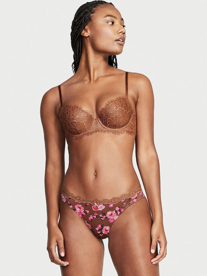 Трусики стрінги Victoria's Secret Dream Angels Flocked Mesh Thong Panty S Коричневий (26537411)