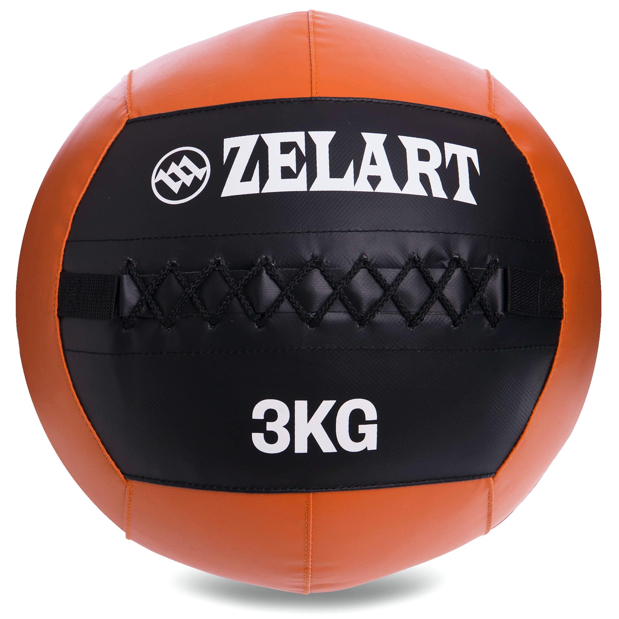 Мяч набивной для кросфита волбол Zelart WALL BALL FI-5168-3 3 кг Черный/Оранжевый (DR003543) - фото 1