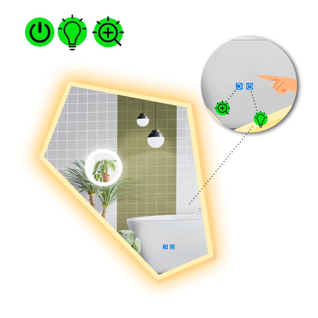 Зеркало с LED подсветкой Modulo 3 с двумя сенсорами 120x100 см (8736800)