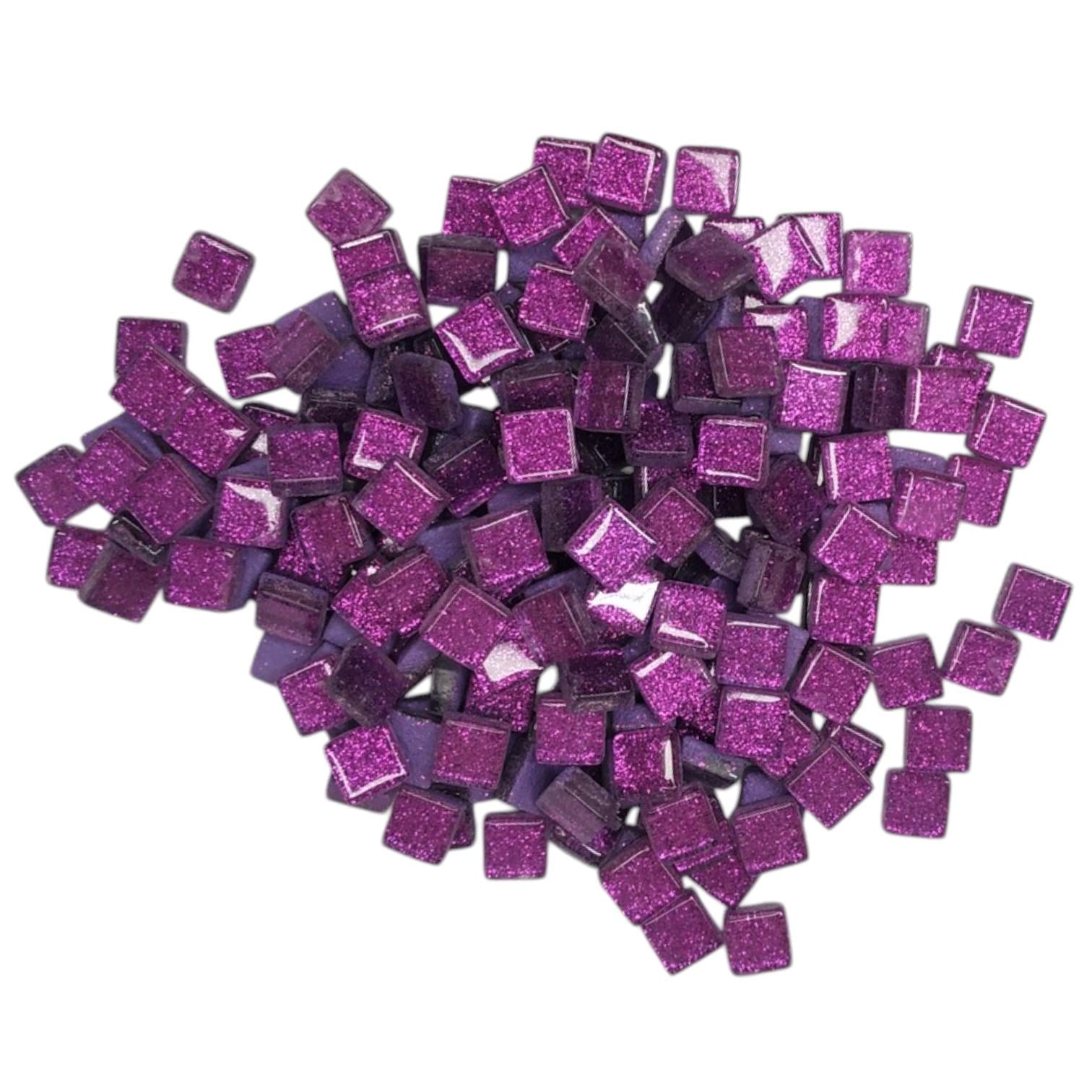 Набор кусочков мозаики квадратные с блестками 4 мм 200 г 150-170 шт. Фиолетовый (7529)