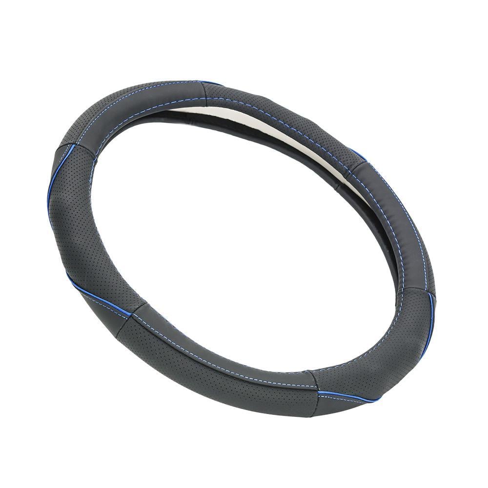 Чехол на кермо Elegant з синьою ниткою M 38 см Чорний (EL 105 781)