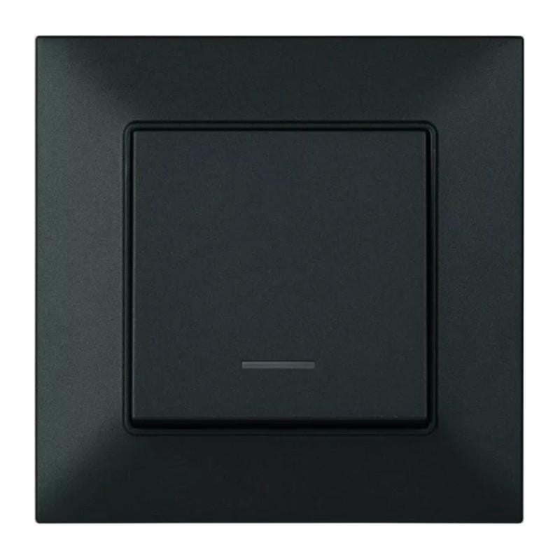 Выключатель 1-клавишный Panasonic Arkedia Slim с подсветкой Черный (23815373)