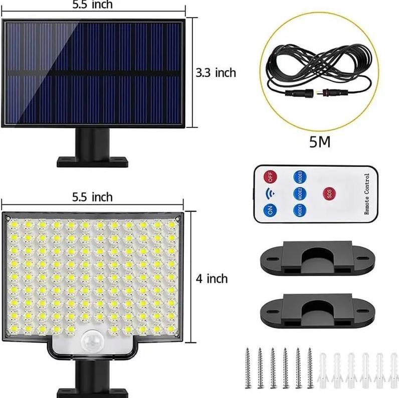 Светильник настенный Zodolamp F6 106 LED с выносной солнечной панелью для питания и пультом управления - фото 2