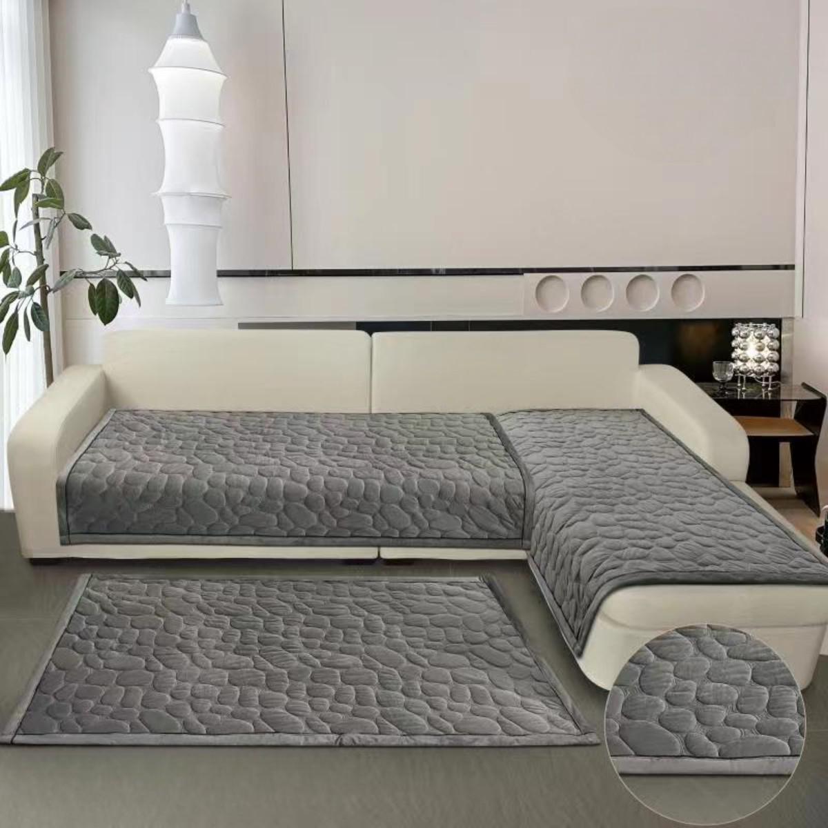 Покривало Koloco на диван/крісло велюр 3 шт. Темно-сірий (39413) - фото 2 Покривало Koloco на диван/крісло велюр 3 шт. Темно-сірий (39413) - фото 2