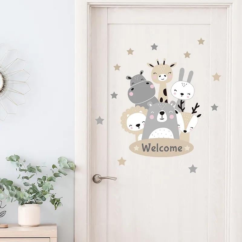 Наклейки виниловые Звери Welcome лист 40х60 см (Б480-11)