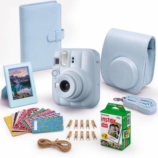 Набор камера моментальной печати Fujifilm Instax Mini 13 с чехлом/фотопленка 20 шт./фотоальбом 108/наклейки 20 шт./фоторамка Frost Blue (36603397)