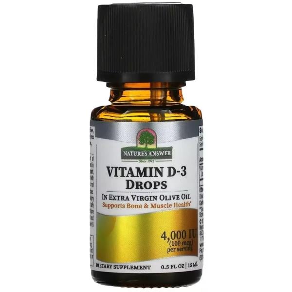 Витамин D Nature's Answer Vitamin D-3 Drops 4000 IU 15 мл 240 порций (000022166)
