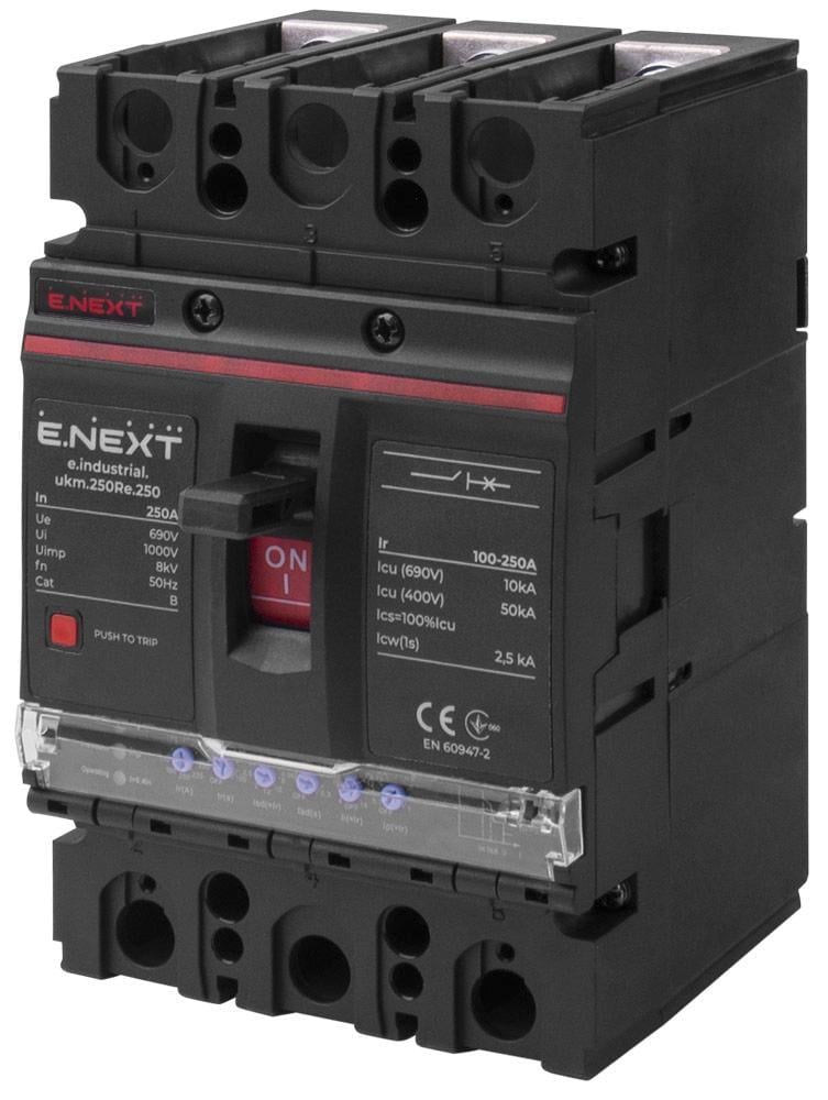 Автоматический выключатель E.NEXT e.industrial.ukm.250Re.250 3Р 250А 50кА с электронным расцепителем (i0770022)