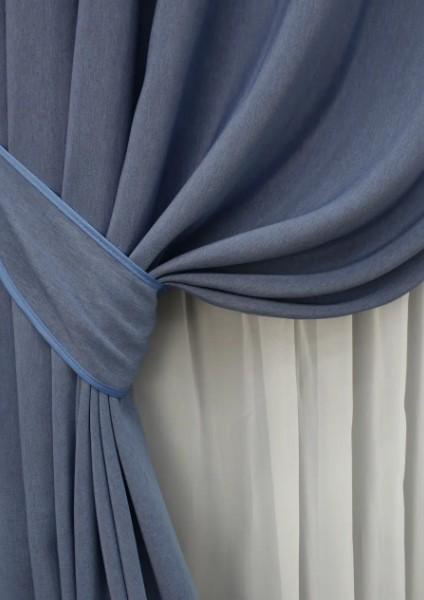 Штори з жаккарда 1,5х2,7 м 2 шт. Блакитний (1434ш) - фото 4