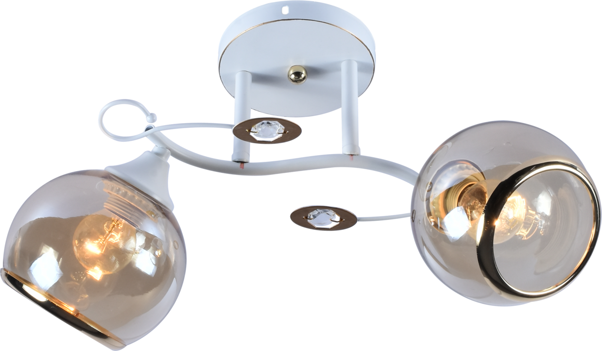 Люстра потолочная Light House SRS-20723/2 плафон прозрачный с каймой Белый/Золотой