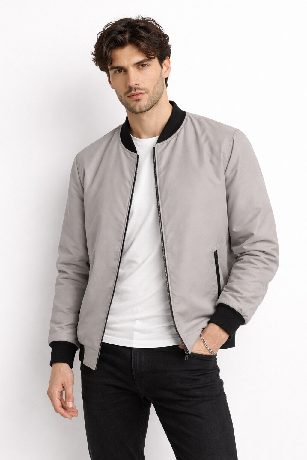 Куртка бомбер чоловіча 26127516 3XL Сірий/Бежевий (33857770)