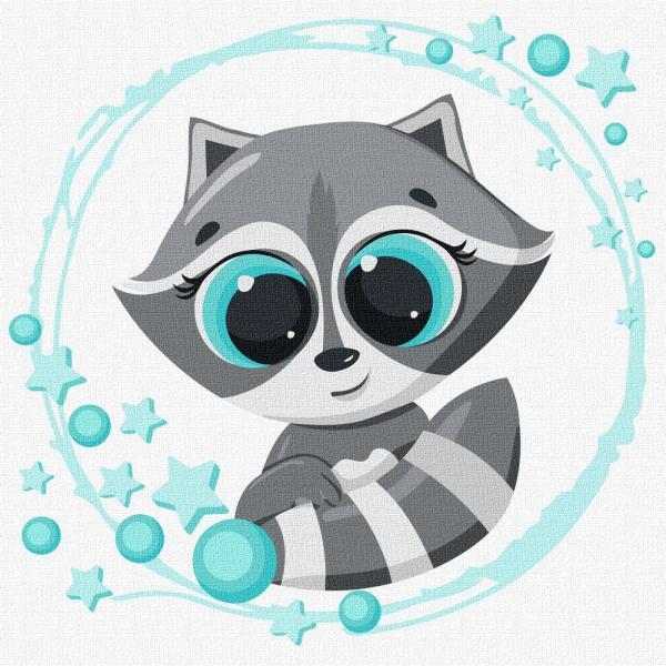 Картина по номерам Идейка Маленький енот 30х30 см в термопакете (КНО6000-mt)