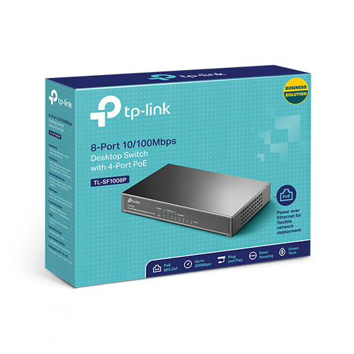 Коммутатор TP-Link TL-SF1008P 8-port 10/100M PoE Switch 8 10/100M RJ45 ports including 4 PoE ports (558250) - фото 2