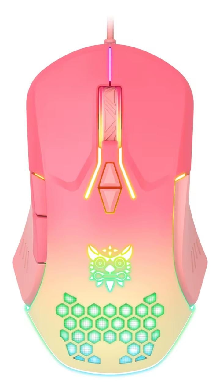 Мышка геймерская Onikuma C15 с RGB подсветкой и 800-6400 DPI проводная Розовый (7844397)