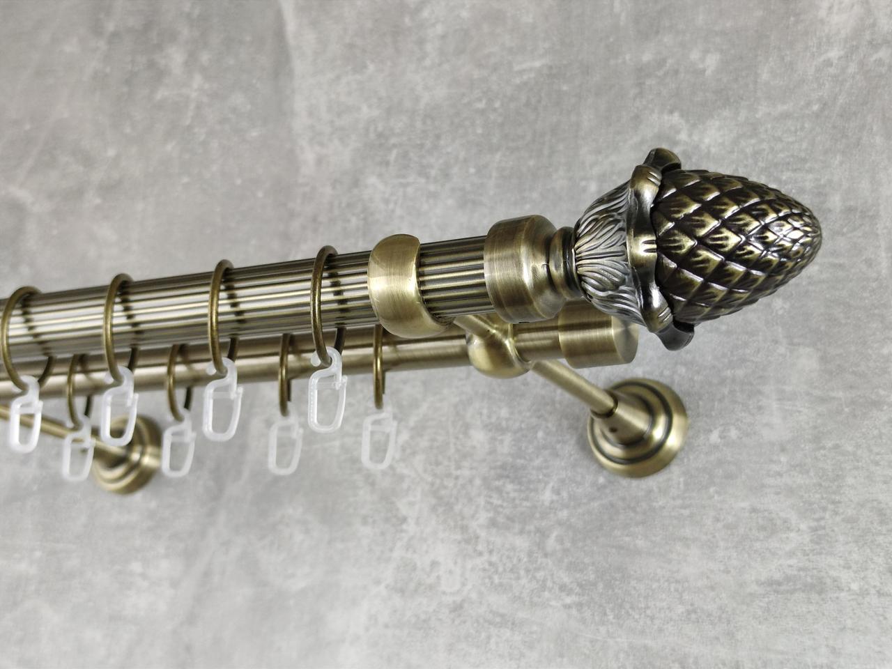 Карниз MStyle металевий для штор дворядний Цинара 25/19 мм рифлений 160 см Антик (5012623)