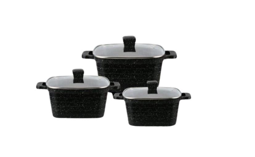 Набор кастрюль с мраморным покрытием 6 пр. Черный/Белый (1749063318)