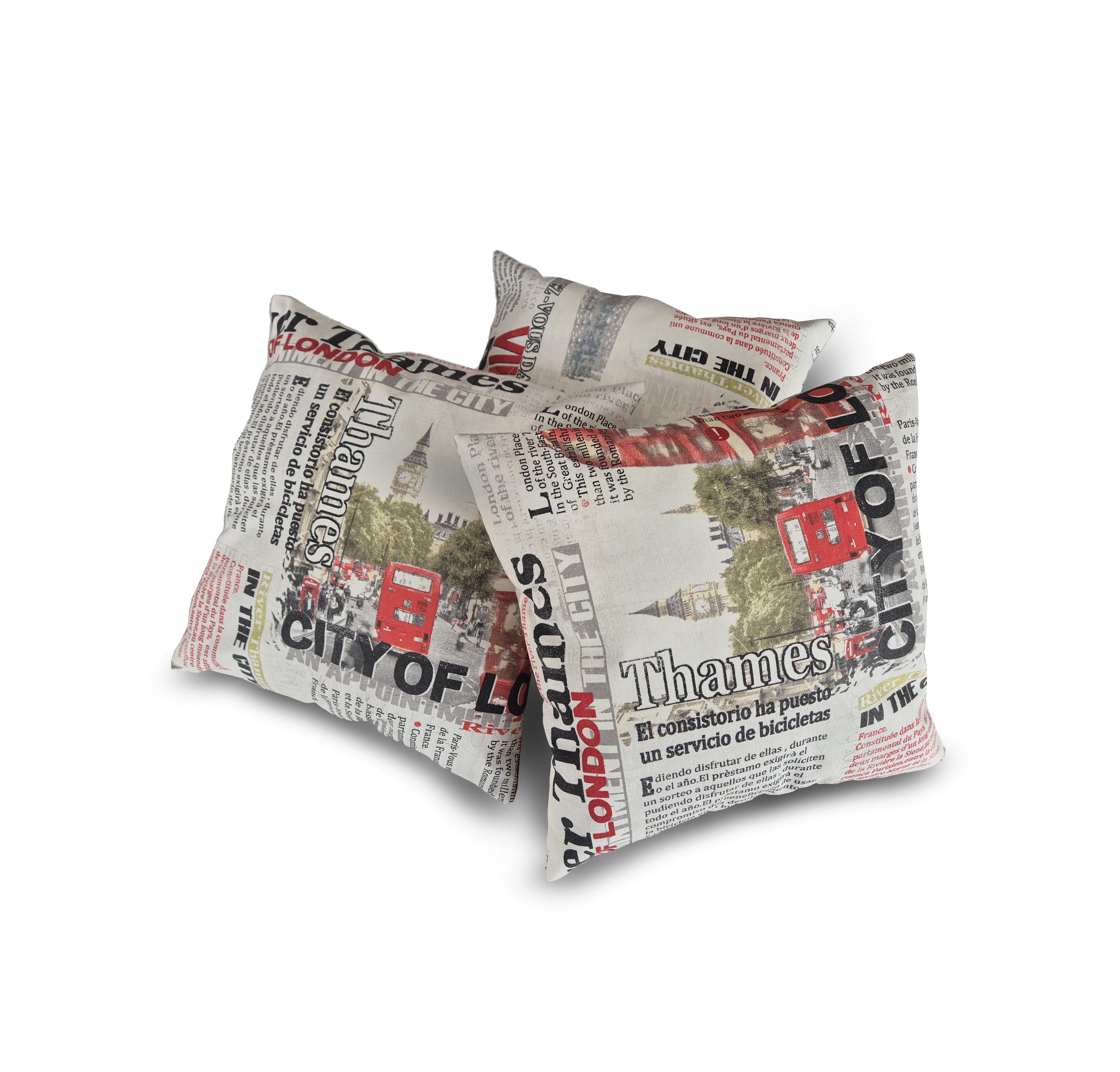 Комплект декоративних подушок Firanka Paris London 3 шт. 37х37 см Молочний з бежевим (п_0724)