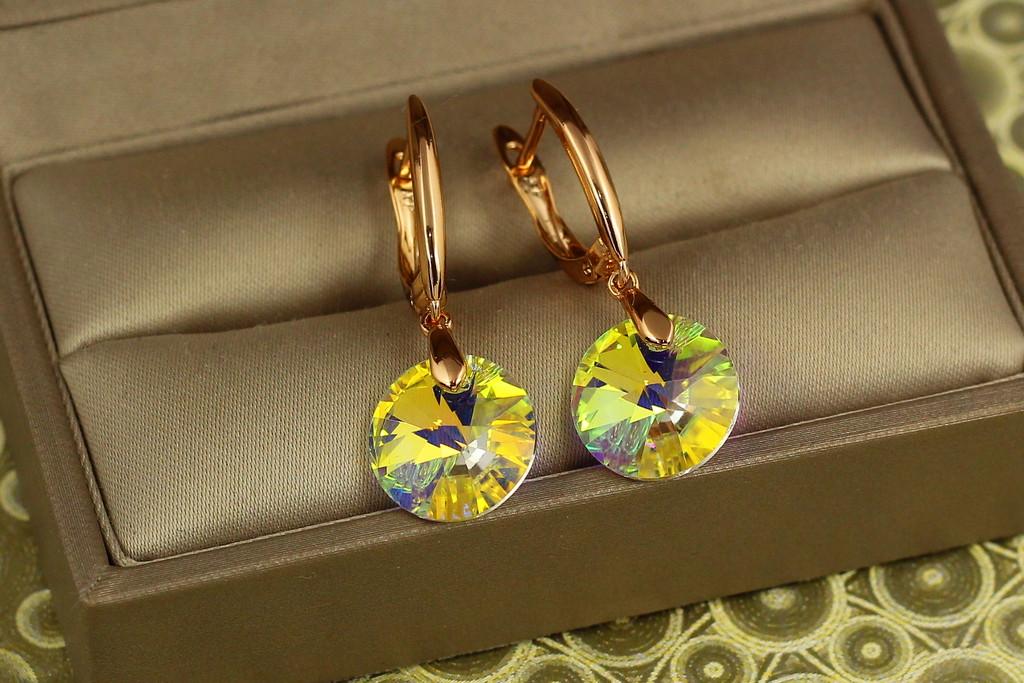 Серьги подвески Xuping Jewelry Сваровски Балет с желтыми камнями 3,2 см Золотистый (2587468914)