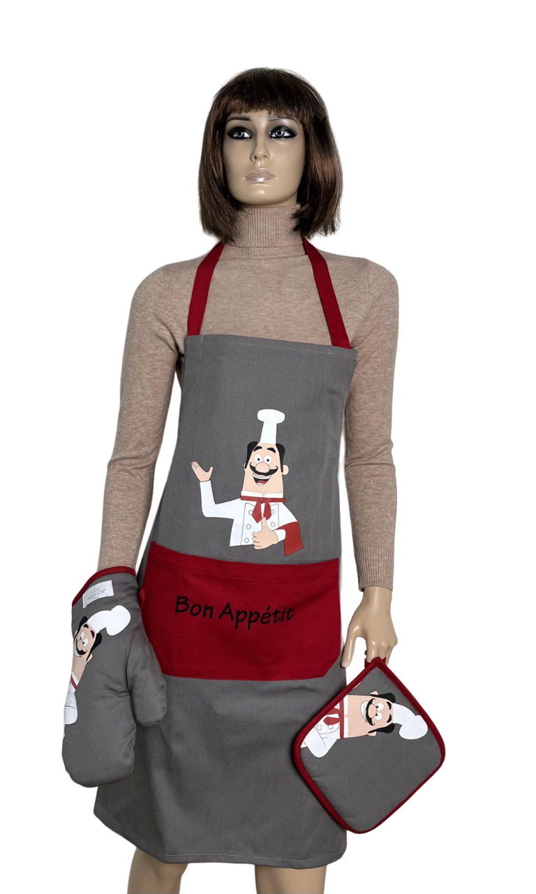 Фартук Maison D'or Kitchen Grey/Red (CN23269)