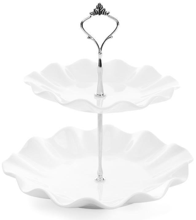 Блюдо фуршетное стойка White City Волна 2 яруса Ø 20/Ø 25х24 см (32313890)