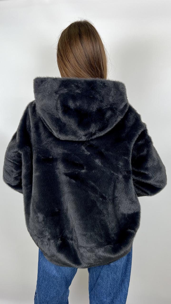 Шуба женская из эко-меха А38-11 L Графитовый - фото 3 Шуба женская из эко-меха А38-11 L Графитовый - фото 3
